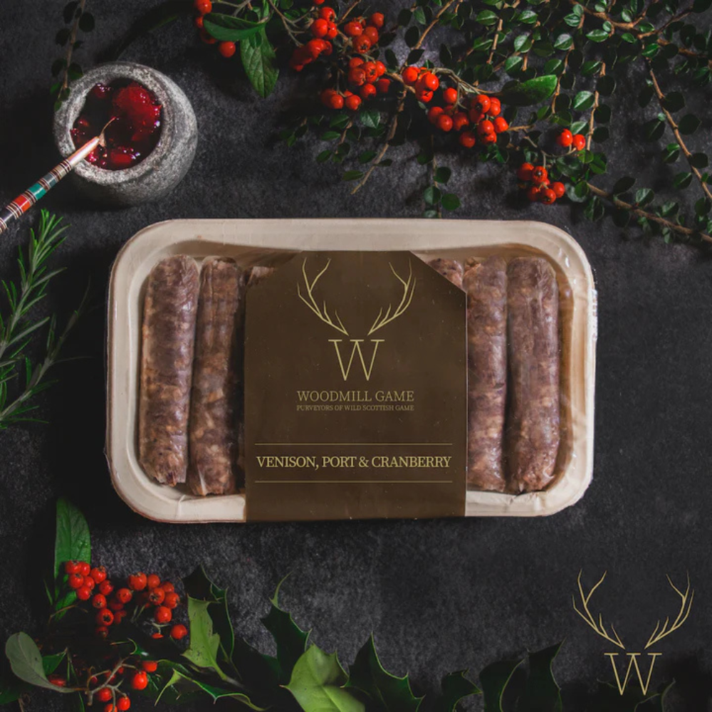 Venison, Port & Cranberry Sausages (FROZEN) - Woodmill Game - 400g