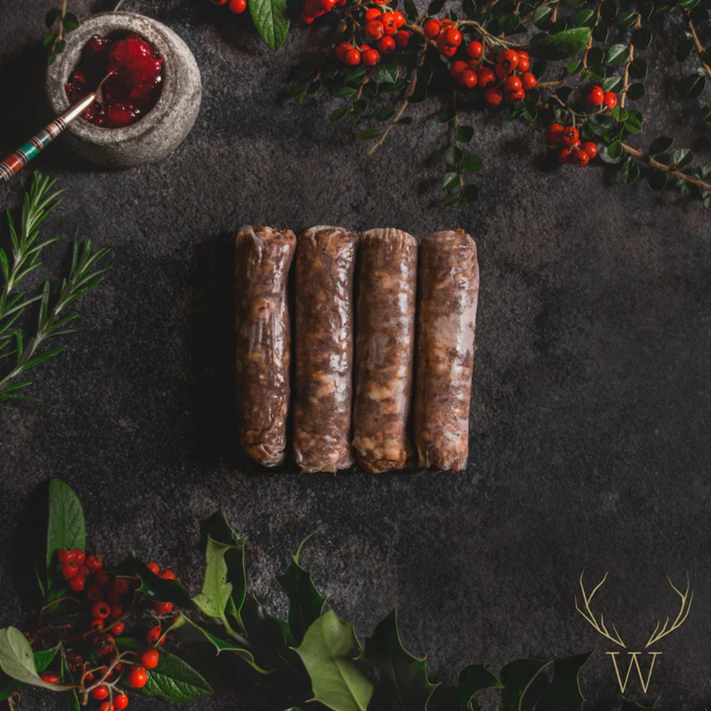 Venison, Port & Cranberry Sausages (FROZEN) - Woodmill Game - 400g