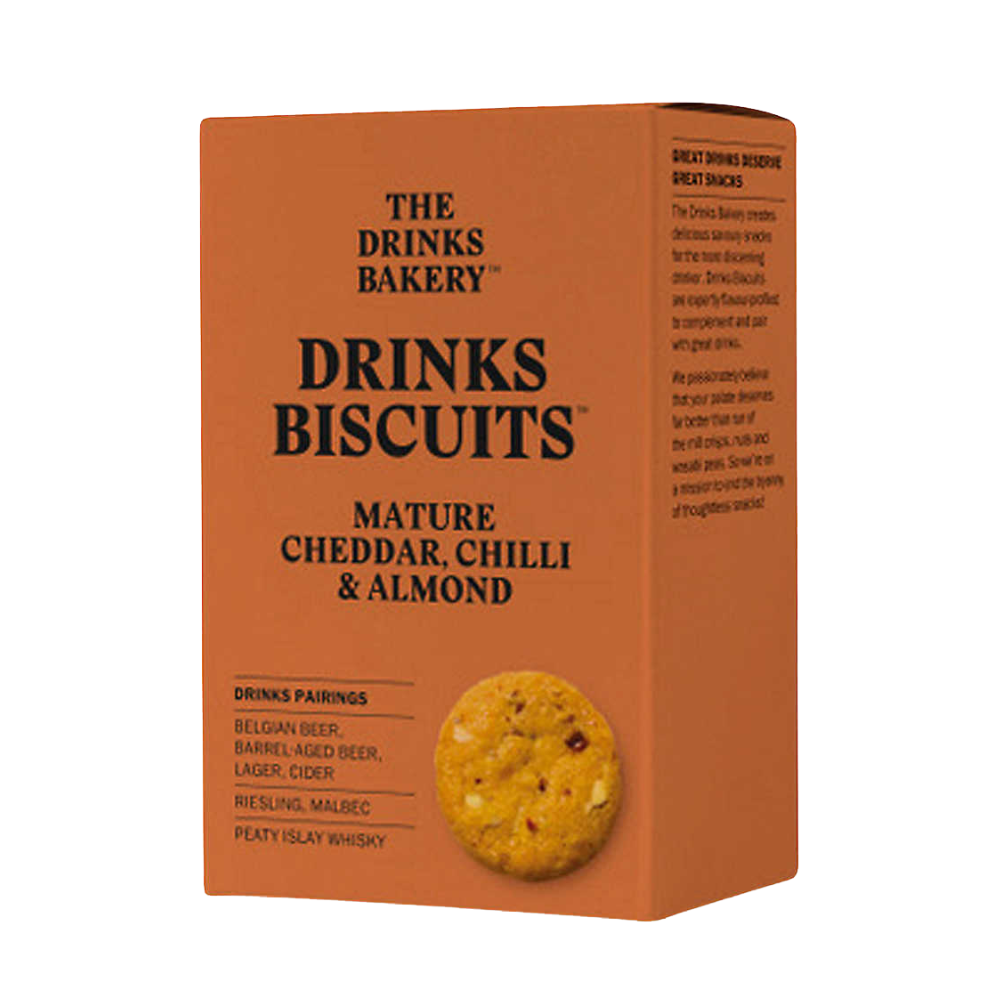 The Drinks Bakery - Mature Cheddar, Chilli & Almond Savoury Biscuits - 110g